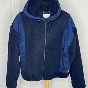 Peloton Navy Blue Sherpa Jacket with Hood and Elastic Hem - M